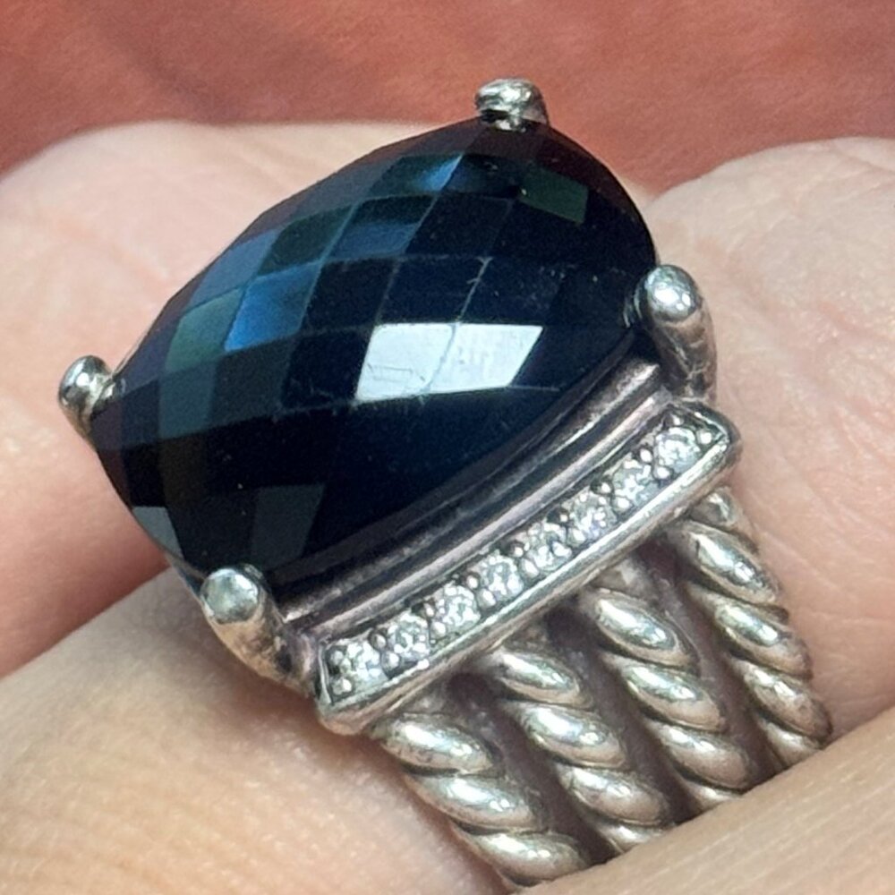 David Yurman Black onyx rectangular ring